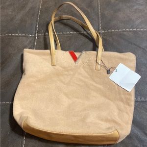 VALENTINO GARAVALI Cashmere Leather Mini Tote Leather Bottom Red Silk Inside